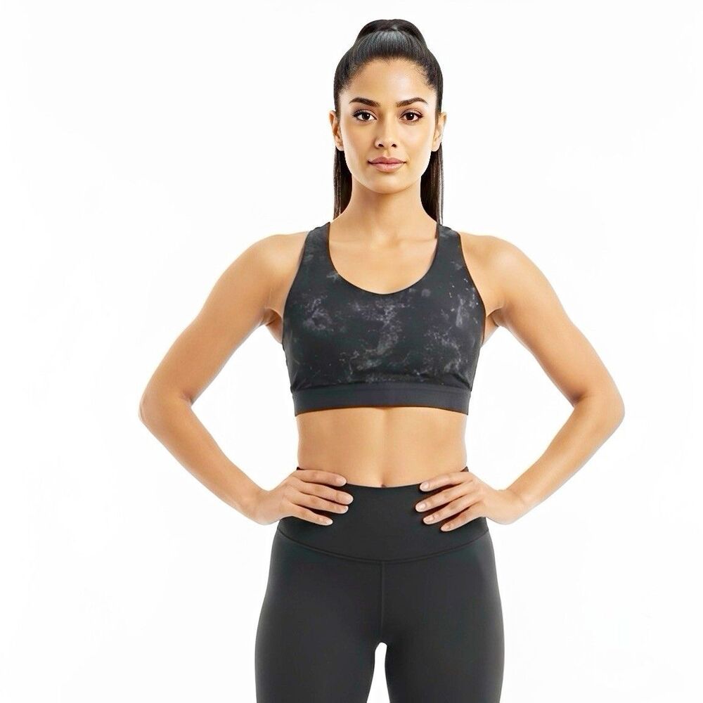 All in Motion Women's Sports Bra Plus Sz XXL Light Support Active Black Marble